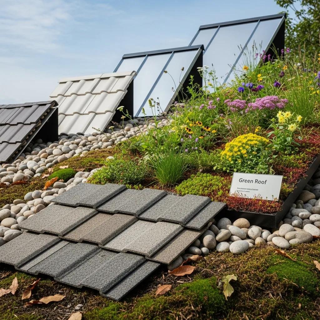 Selection of sustainable roofing materials such as recycled shingles and green roof installations